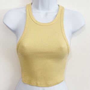 ZARA Cropped Tank Top Ribbed Yellow Medium